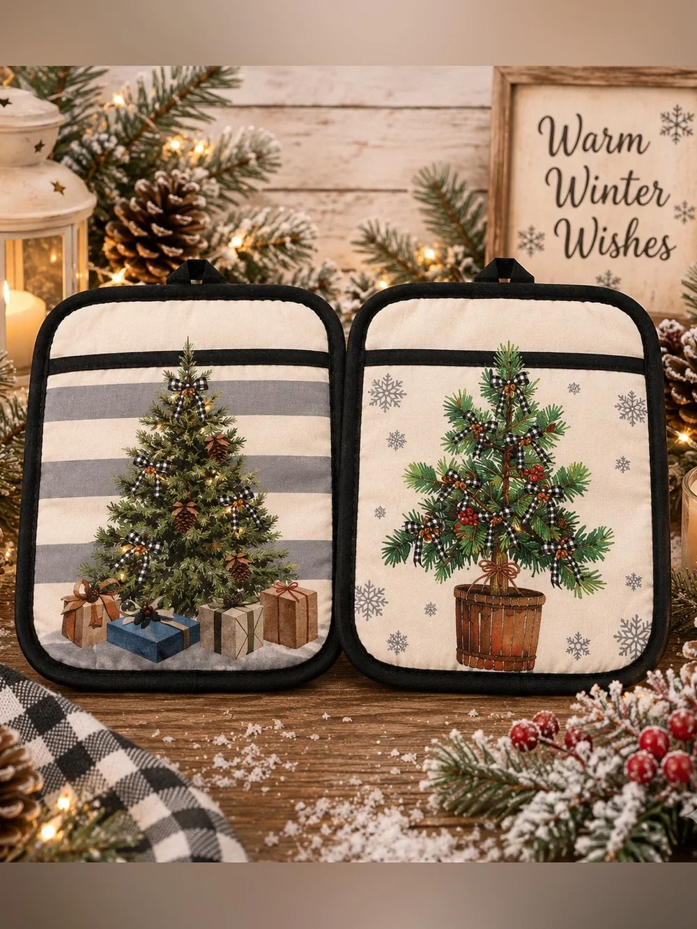 Holiday Tree Pot Holder Set